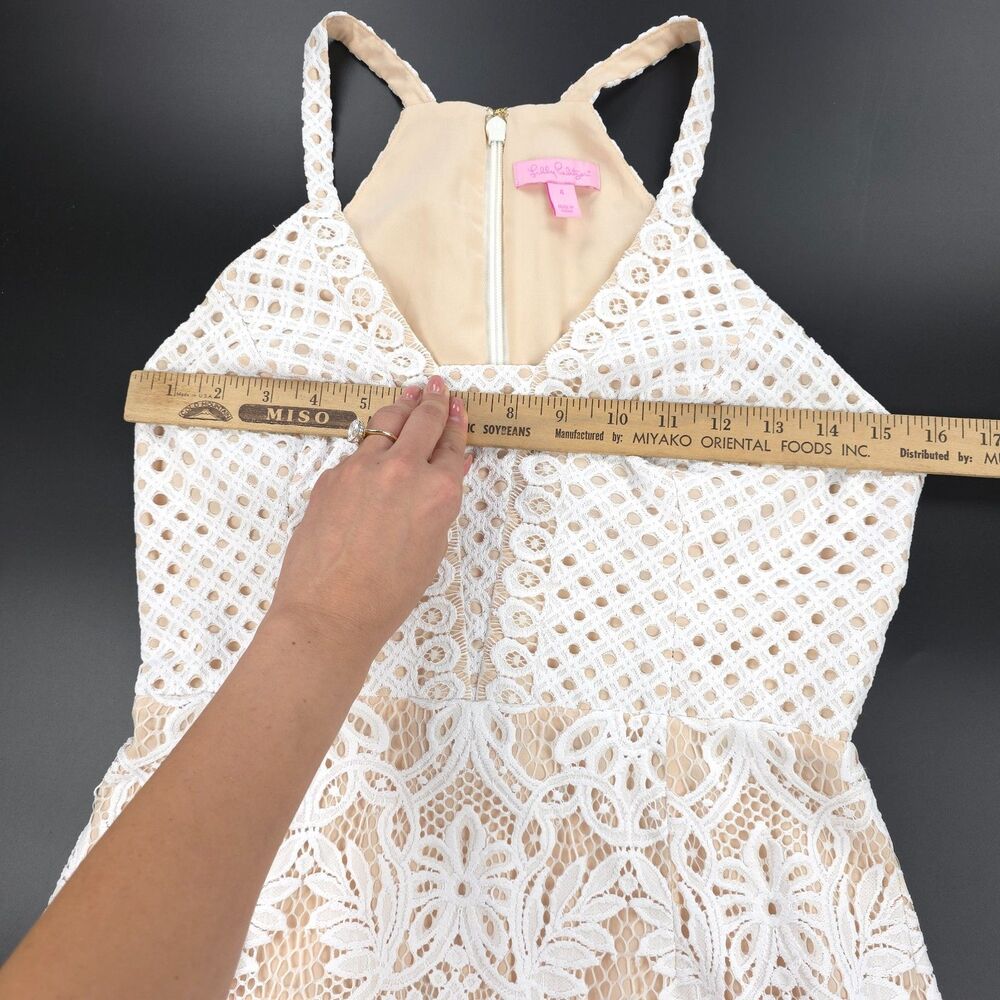 LILLY PULITZER Adella Engineered Exotic Lace Mini Dress Resort White Coquette 4 - Picture 4 of 14